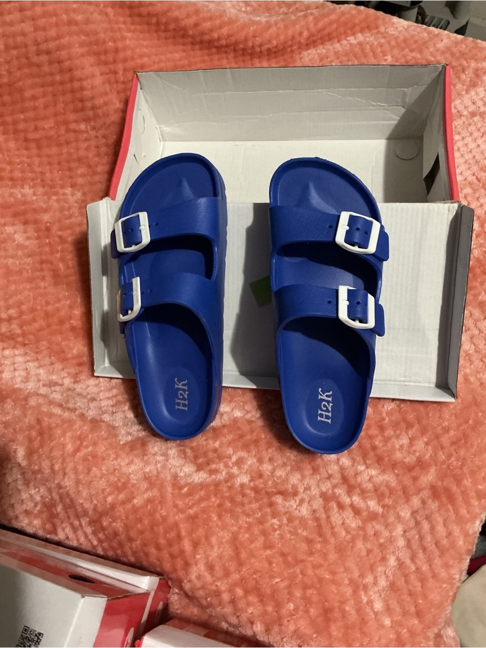 H2K Kids' Blue Double-Buckle Slide Sandals